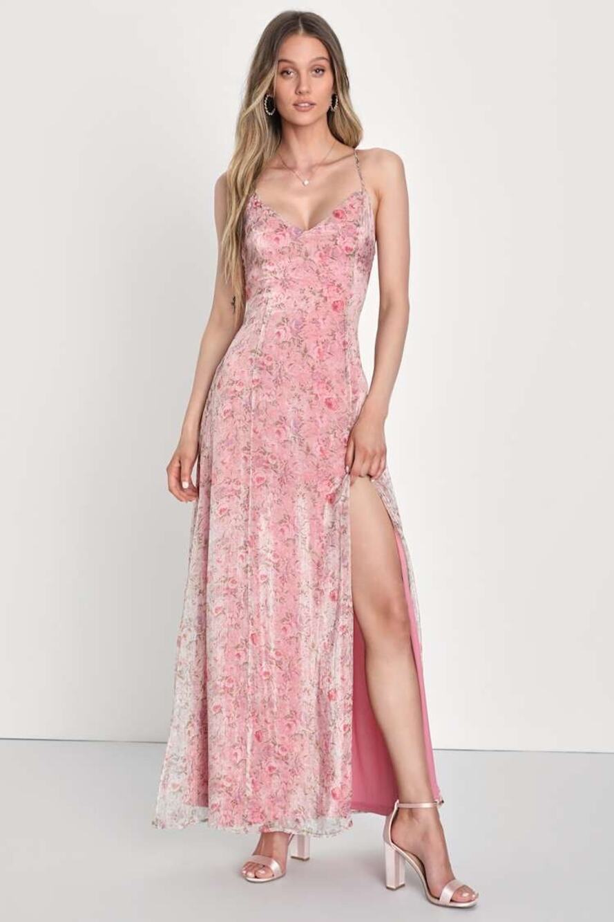 NWT Lulus Forever Dreamy Pink Floral Organza Backless Maxi Dress Gala Party XL